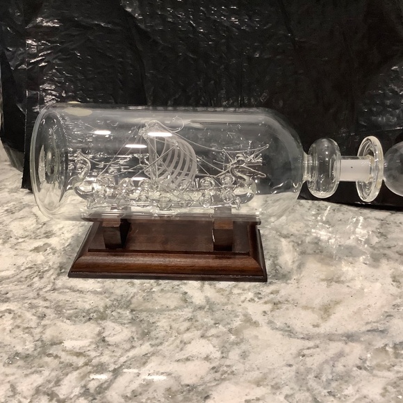 Hand Blown Mayflower Glass Collection Ship in a Bottle Viking Longship - Picture 5 of 7